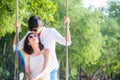 Couple happy vacations and romantic Valentine on sea beach.ÃÂ 